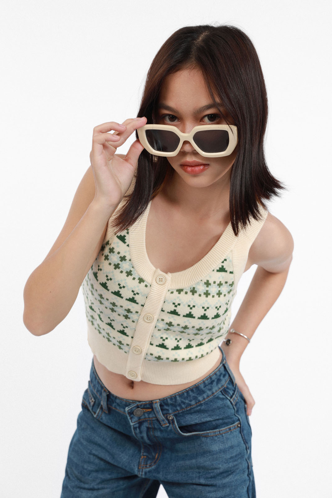 Printed Knit Crop Top | TEN11
